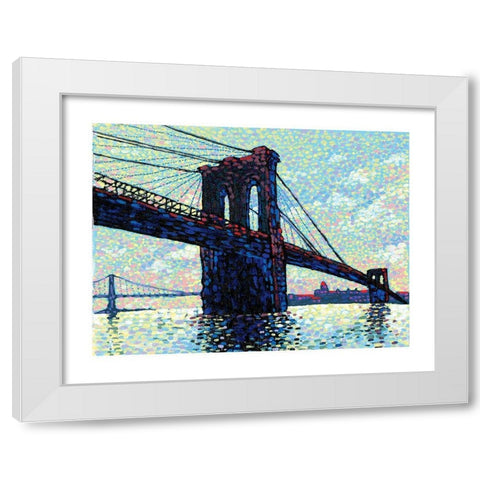 Brooklyn Bridge White Modern Wood Framed Art Print by Frontline