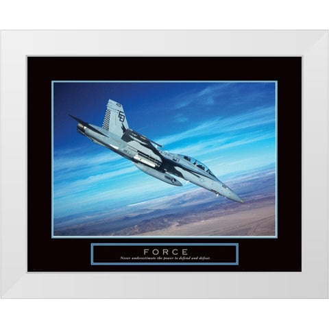 Force - Fighter Jet White Modern Wood Framed Art Print by Unknown
