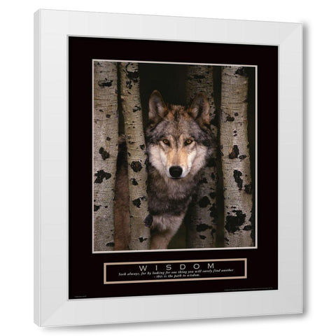 Wisdom - Grey Wolf White Modern Wood Framed Art Print by Frontline