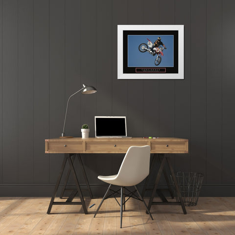 Confidence - Motocross White Modern Wood Framed Art Print by Frontline