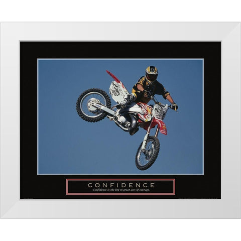 Confidence - Motocross White Modern Wood Framed Art Print by Frontline