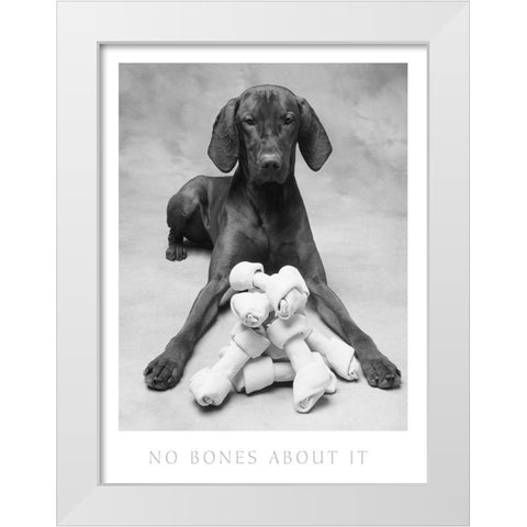 Dog and his Bone White Modern Wood Framed Art Print by Frontline