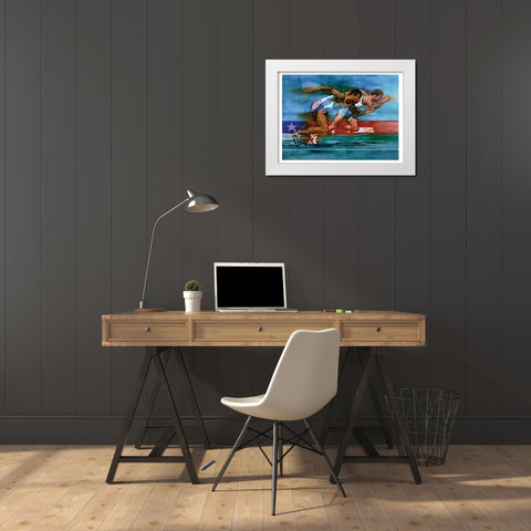 Olympic Track White Modern Wood Framed Art Print by Frontline