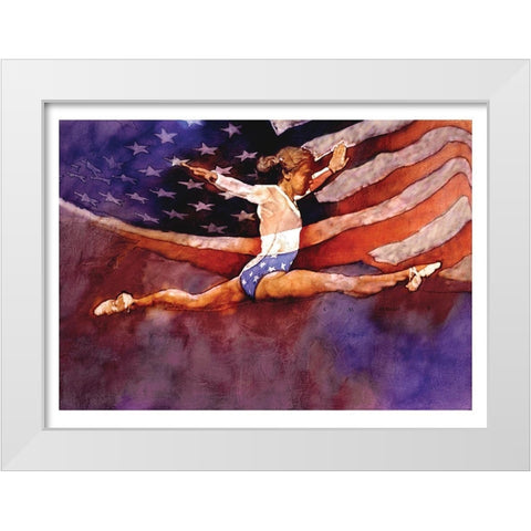 Olympic Gymnastics White Modern Wood Framed Art Print by Frontline