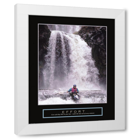 Effort - Waterfall/Kayaker White Modern Wood Framed Art Print by Frontline