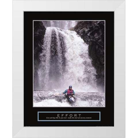 Effort - Waterfall/Kayaker White Modern Wood Framed Art Print by Frontline