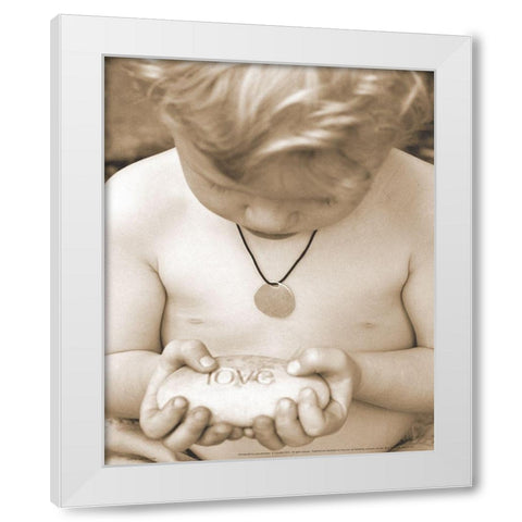 Love - Little Boy White Modern Wood Framed Art Print by Frontline
