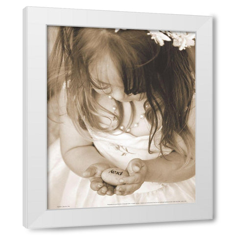 Pray - Little Girl White Modern Wood Framed Art Print by Frontline