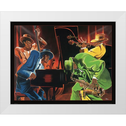 Jazz Quartet White Modern Wood Framed Art Print by Frontline