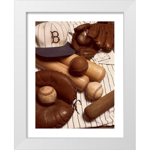 Baseball Memorabilia White Modern Wood Framed Art Print by Frontline