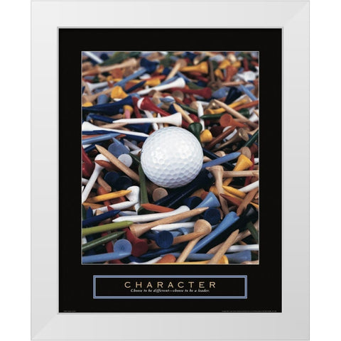 Character - Golf Tees White Modern Wood Framed Art Print by Frontline