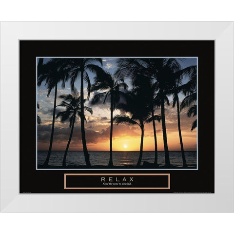 Relax - Palm Trees White Modern Wood Framed Art Print by Frontline