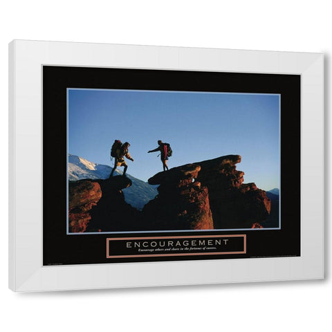 Encouragement - Rock Climbers White Modern Wood Framed Art Print by Frontline