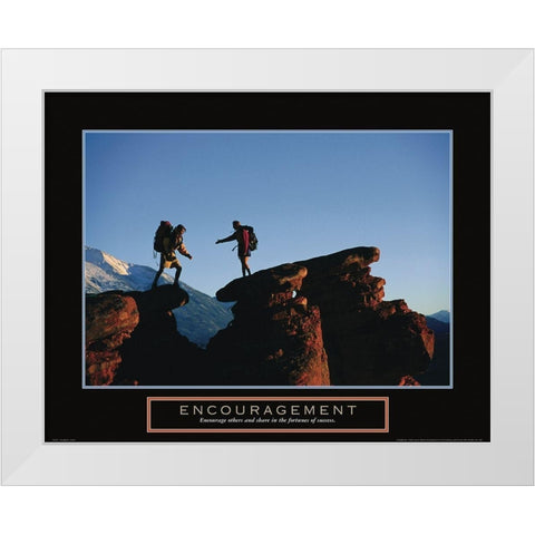Encouragement - Rock Climbers White Modern Wood Framed Art Print by Frontline