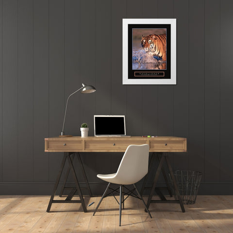 Excellence - Tiger White Modern Wood Framed Art Print by Frontline