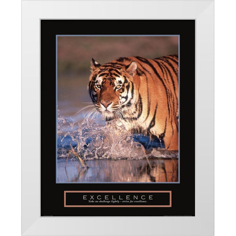 Excellence - Tiger White Modern Wood Framed Art Print by Frontline