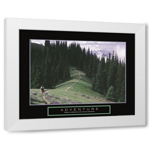 Adventure - Hiking White Modern Wood Framed Art Print by Frontline