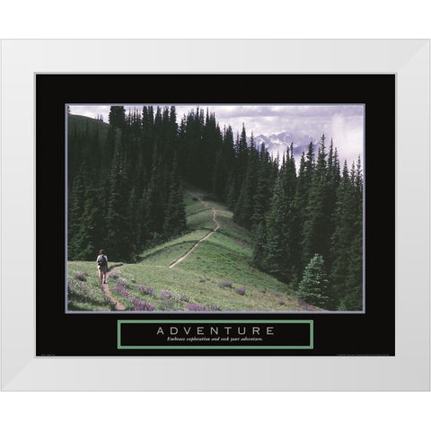 Adventure - Hiking White Modern Wood Framed Art Print by Frontline