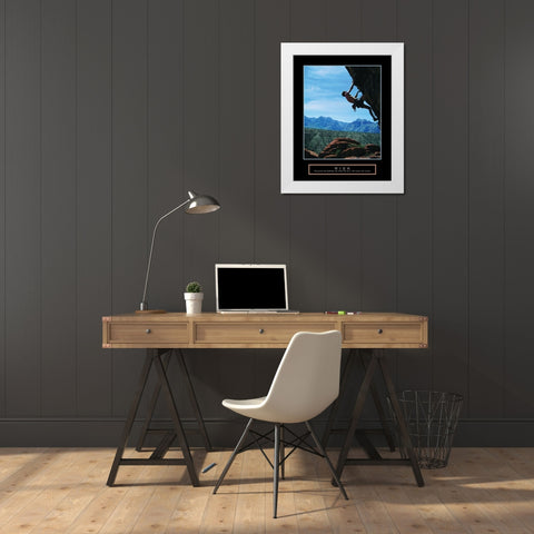 Risk - Climber White Modern Wood Framed Art Print by Frontline