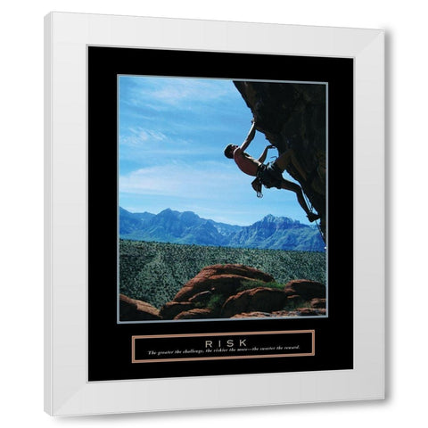Risk - Climber White Modern Wood Framed Art Print by Frontline