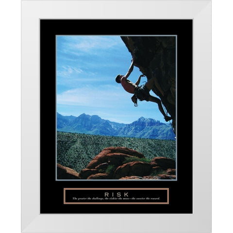Risk - Climber White Modern Wood Framed Art Print by Frontline