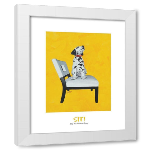Dalmatian Sitting White Modern Wood Framed Art Print by Frontline