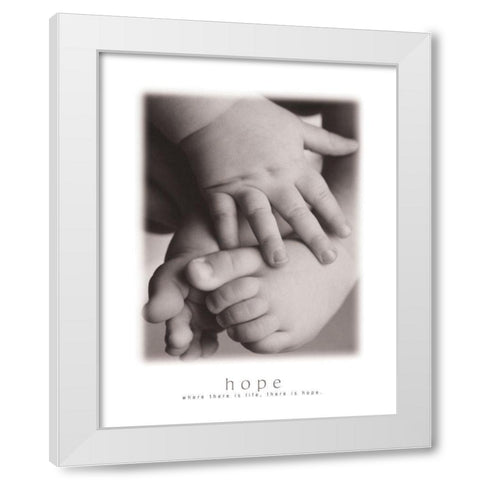 Hope - Infant Hands White Modern Wood Framed Art Print by Frontline