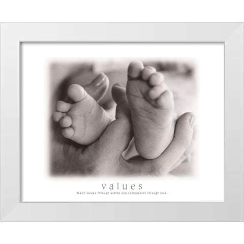 Values - Infant Feet White Modern Wood Framed Art Print by Frontline