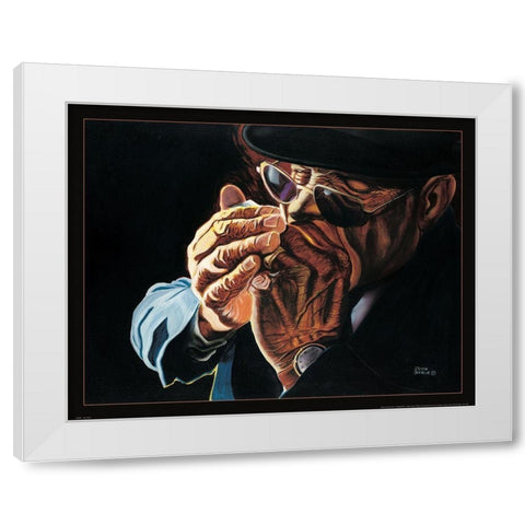 Jazz Blowin Blues White Modern Wood Framed Art Print by Frontline