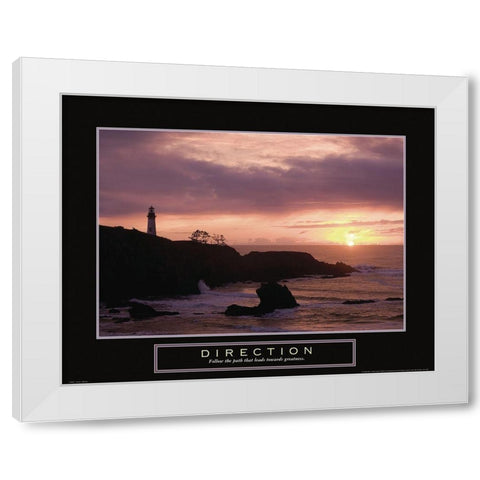 Direction - Lighthouse White Modern Wood Framed Art Print by Frontline