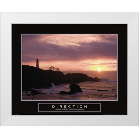 Direction - Lighthouse White Modern Wood Framed Art Print by Frontline