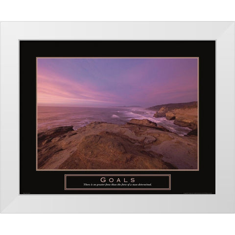Goals - Beach White Modern Wood Framed Art Print by Frontline