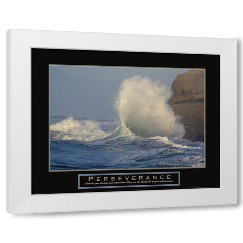Perseverance - Crashing Wave White Modern Wood Framed Art Print by Frontline