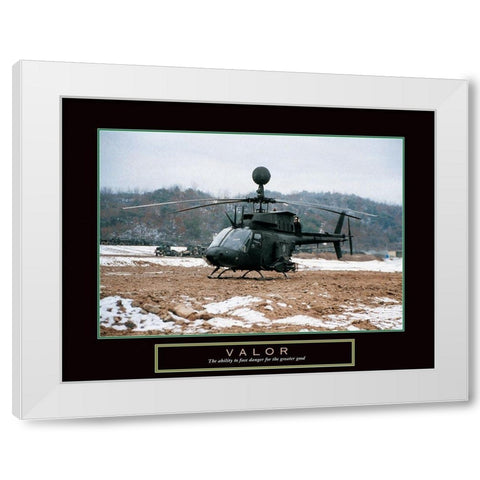 Valor - Helicopter White Modern Wood Framed Art Print by Frontline