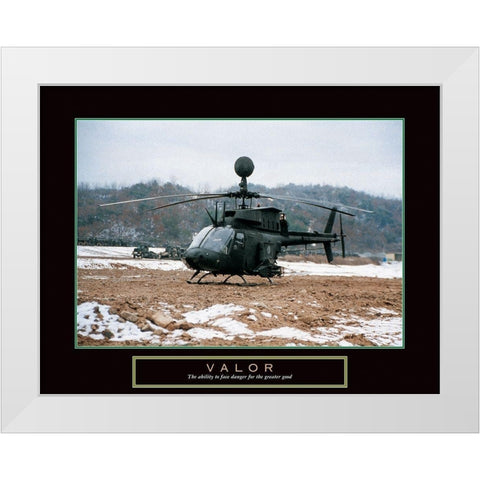 Valor - Helicopter White Modern Wood Framed Art Print by Frontline