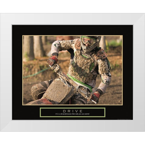 Drive - Motocross White Modern Wood Framed Art Print by Frontline