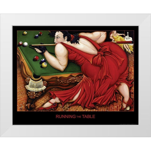 Running the Table - Billiards White Modern Wood Framed Art Print by Frontline