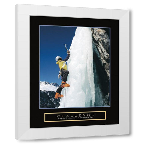 Challenge - Ice Climber White Modern Wood Framed Art Print by Frontline