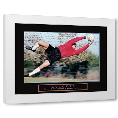 Success - Soccer Save White Modern Wood Framed Art Print by Frontline