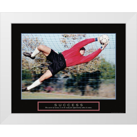 Success - Soccer Save White Modern Wood Framed Art Print by Frontline