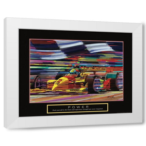 Power - Race Car White Modern Wood Framed Art Print by Frontline