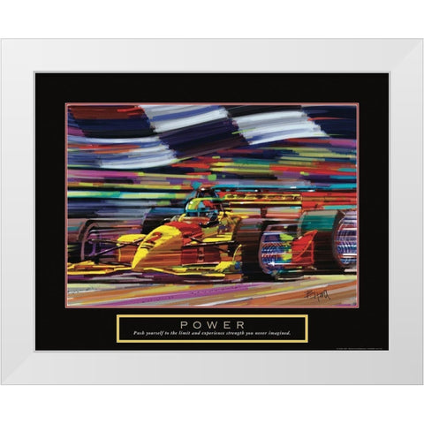 Power - Race Car White Modern Wood Framed Art Print by Frontline
