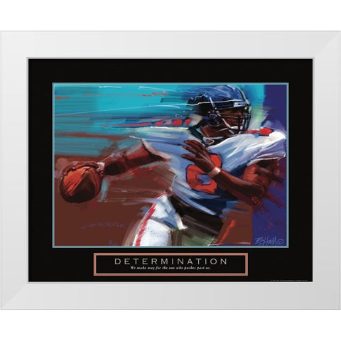 Determination - Football White Modern Wood Framed Art Print by Frontline