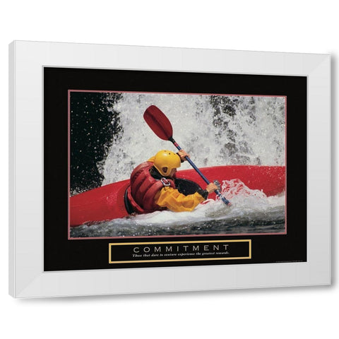 Commitment - Kayaker White Modern Wood Framed Art Print by Frontline