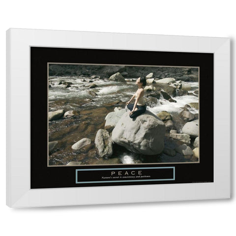 Peace - Yoga White Modern Wood Framed Art Print by Frontline