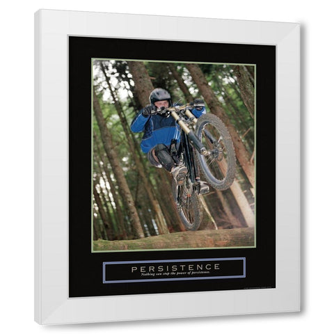 Persistence - Dirt Bike White Modern Wood Framed Art Print by Frontline