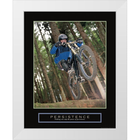 Persistence - Dirt Bike White Modern Wood Framed Art Print by Frontline