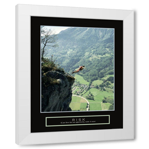 Risk - Parachuter White Modern Wood Framed Art Print by Frontline