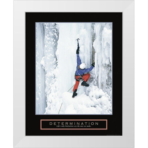 Determination - Ice Climber White Modern Wood Framed Art Print by Frontline