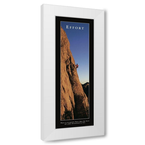 Effort - Rock Climber White Modern Wood Framed Art Print by Frontline